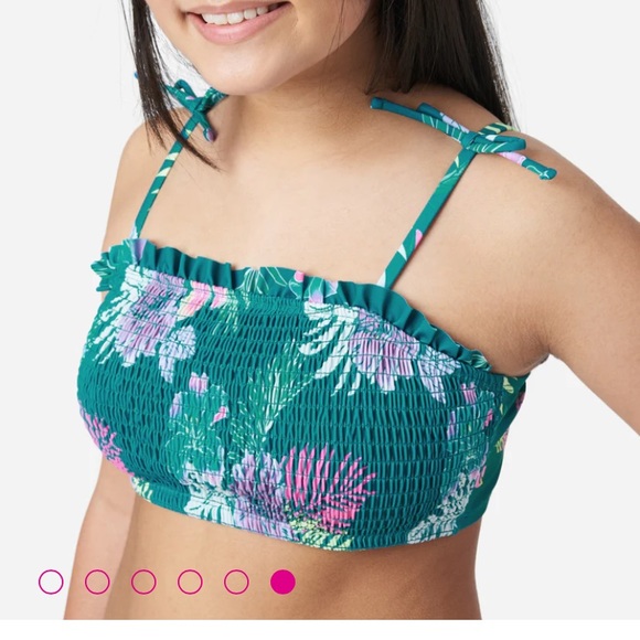 Girls Size 7/8 (Small)Two-Piece Swimsuit Bikini, Pretty Teal Green and Pink. - Picture 2 of 10